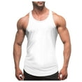 thumbnail image 1 of Hessimy Men Sleeveless T Shirt Workout Cut Off Shirts Athletic Muscle Gym T Shirts Solid Round Neck Tank Tops(White,L), 1 of 5