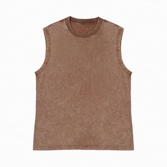 Hessimy Men's Active Muscle Sleeveless Tank Top Workout Shirt(Coffee,L)