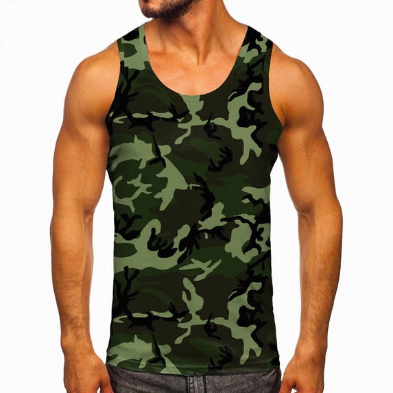 Hessimy Men’s Athletic Fit Tank Tops Cotton Breathable Sleeveless Undershirts(AG,L)