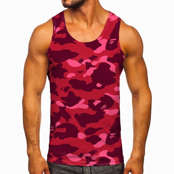 Hessimy Men’s Athletic Fit Tank Tops Cotton Breathable Sleeveless Undershirts(Red,M)