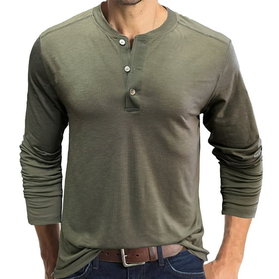 Hessimy Men's Baseball Henley Shirts – Casual Long Sleeve Raglan Athletic Active Fashion T-Shirts Tees Tops(Green,M)