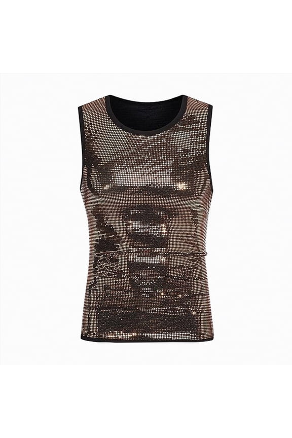 Men's Bodybuilding Gym Tank Tops Workout Stringer Sleeveless Shirts Vest Cotton(Gold,XXL)