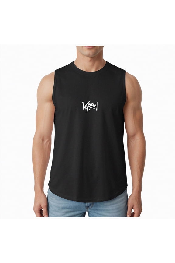 Men's Bodybuilding Stringer Tank Top Sleeveless Gym Shirts(Black,L)