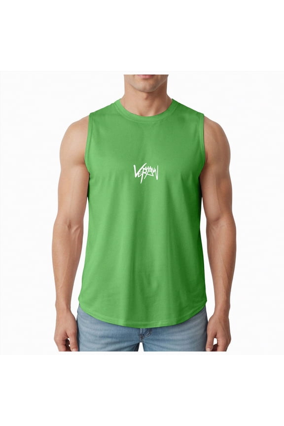 Men's Bodybuilding Stringer Tank Top Sleeveless Gym Shirts（Green,M)