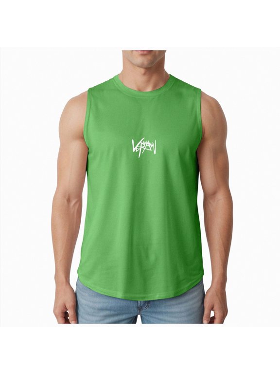 Men's Bodybuilding Stringer Tank Top Sleeveless Gym Shirts(Green,XXL)