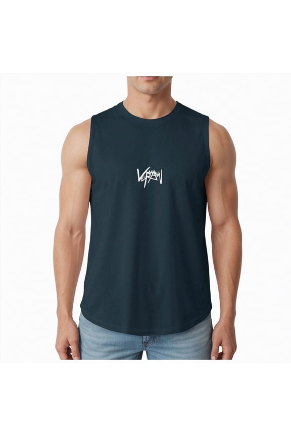 Men's Bodybuilding Stringer Tank Top Sleeveless Gym Shirts(Navy,M)