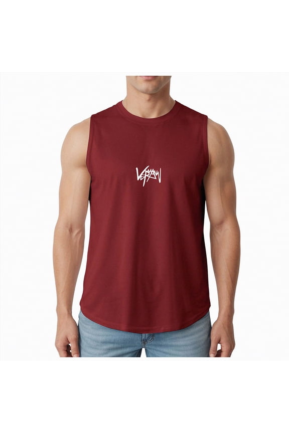 Men's Bodybuilding Stringer Tank Top Sleeveless Gym Shirts(Red,M)