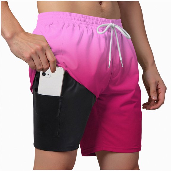 Hessimy Men's Casual Shorts Lightweight Pockets Stretch Quick-Dry Summer Shorts for Golf Work Hiking Trips,multi-occasion(Hot Pink,XL)