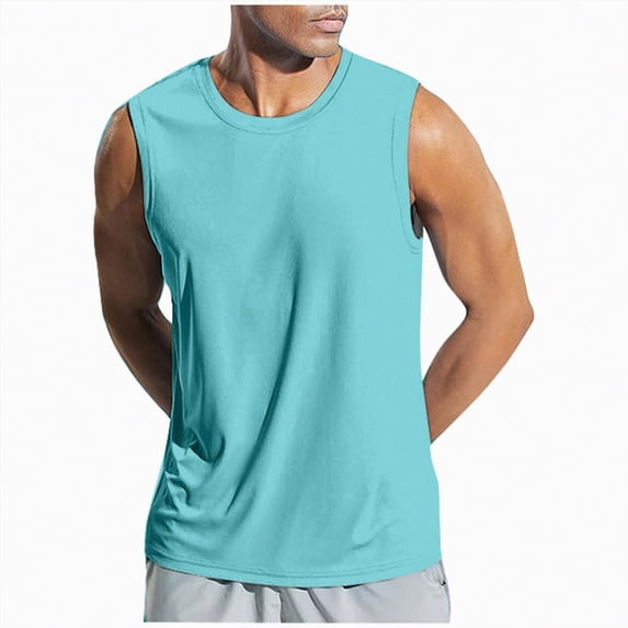 Hessimy Men's Performance Tank Muscle Tee, Ultra Soft Moisture Wicking UPF 50+ Fitness Sleeveless Shirts(Mint Green,M)