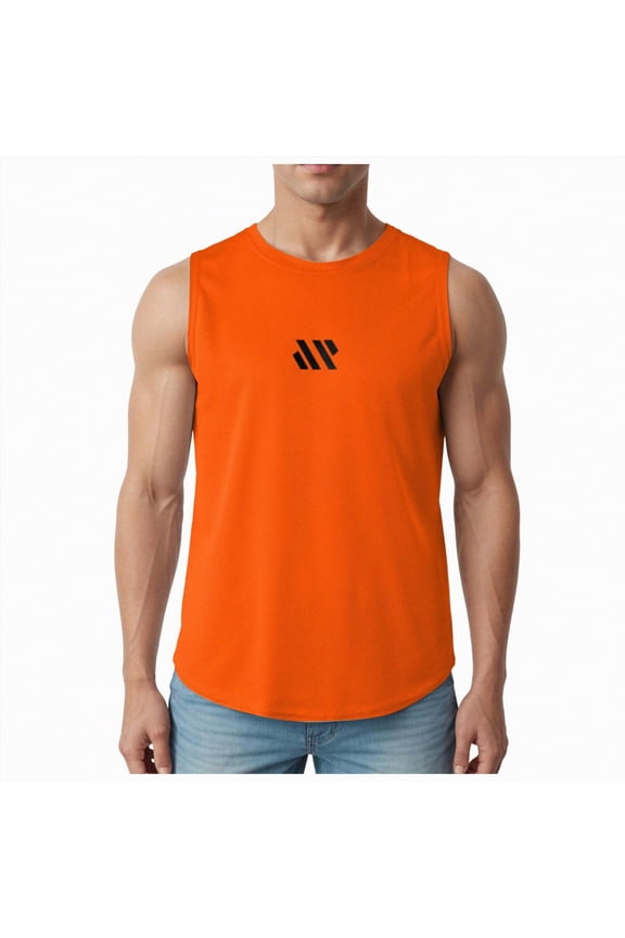 Men's Shirt Tanks Cotton Tank Top Athletic Undershirts Multi Packs & Colors（Orange,XL)