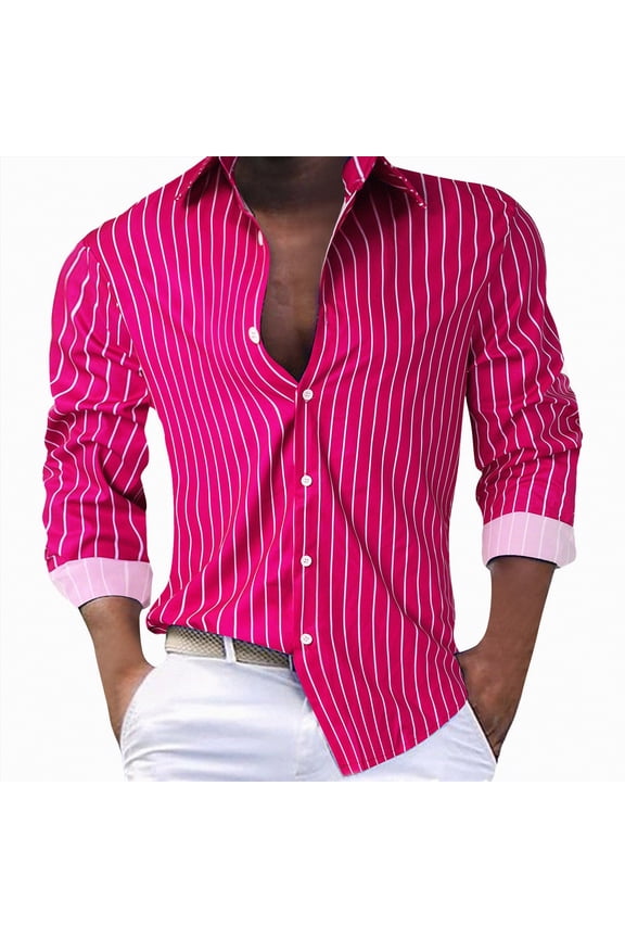 Men’s Short Sleeve Work Shirt – Durable Twill Button Down Shirts for Men, Lightweight Uniform for Daily Wear(Hot Pink,S)