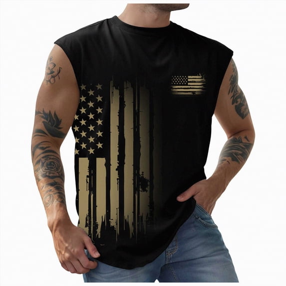 Hessimy Men's Tank Top Undershirt Pack, Moisture-Wicking Cotton Tanks for Men White or Black/Gray(Black,M)