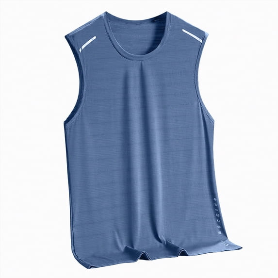 Hessimy Men's Tank Top Undershirts Moisture Wicking Breathable, Fitted Fit T Shirts for Men(Blue,XXL)