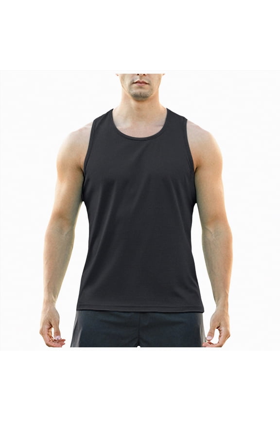Men's Workout Quick Dry Soft Gym Bodybuilding Stringer Tank Tops(Black,S)