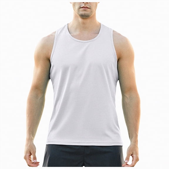 Hessimy Men's Workout Quick Dry Soft Gym Bodybuilding Stringer Tank Tops(White,S)