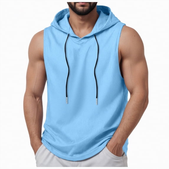 Hessimy Men's Workout Tank Tops Sleeveless Mesh Muscle Gym Shirt Quick Dry(Blue,M)