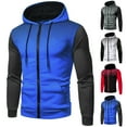 thumbnail image 1 of Hessimy Men's Zip Up Color Block Hoodie Fleece Gym Workout zippered Sweatshirt Fashion Long Sleeve Hooded WIth Pocket(Z02-Blue,L）, 1 of 4