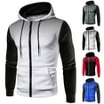 thumbnail image 1 of Hessimy Men's Zip Up Color Block Hoodie Fleece Gym Workout zippered Sweatshirt Fashion Long Sleeve Hooded WIth Pocket(Z02-White,XXL）, 1 of 4