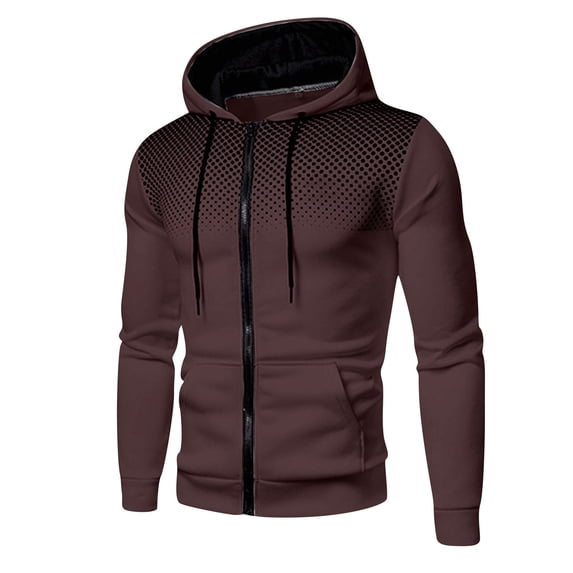 Hessimy Men's Zip Up Hoodie Lightweight Long Sleeve Basic Slim Fit Cotton SweatShirt with Pocket(Z01-Coffee,XXL)