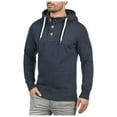 thumbnail image 1 of Hessimy Mens 2024 Cotton Hooded Button Collar Drawstring Hoodies Pullover Sweatshirts Casual Long Sleeve Shirts with Pocket(Z04-Navy,M）, 1 of 6
