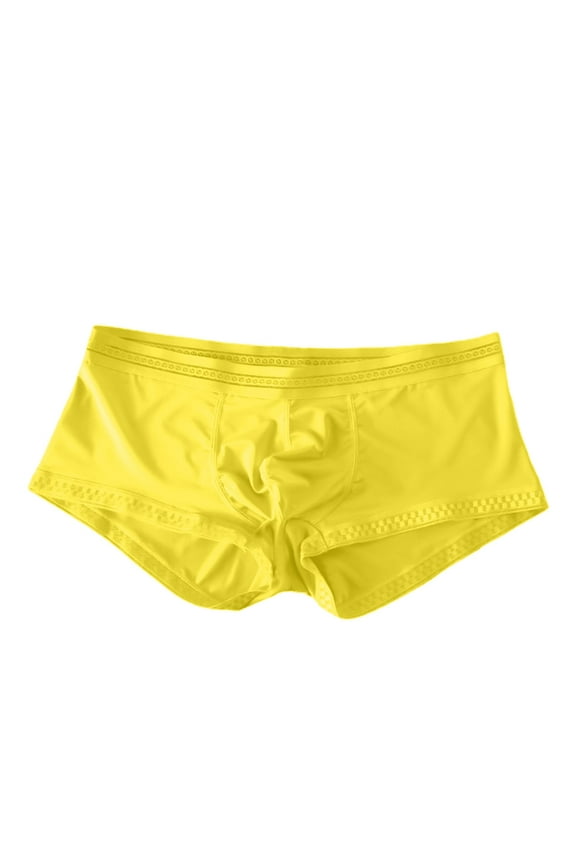 Mens Cool Quick Dry Active Fitted Stretch Boxer Brief(Yellow,XXL)