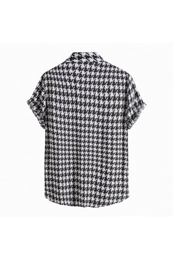 Mens Dress Shirt Casual Untucked Shirts Short Sleeve Button Down Shirt with Pocket(Black,M)