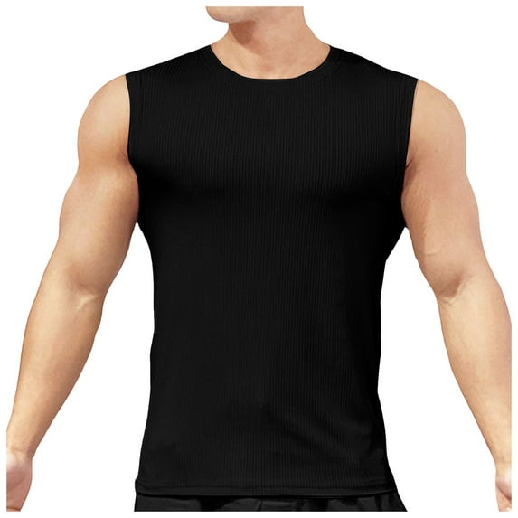 Hessimy Mens Graphic Tees Breathable Sleeveless T Shirt Tops Slim Fashion Summer Round Neck Short Sleeve Polo Shirts for Men(Black,3XL)