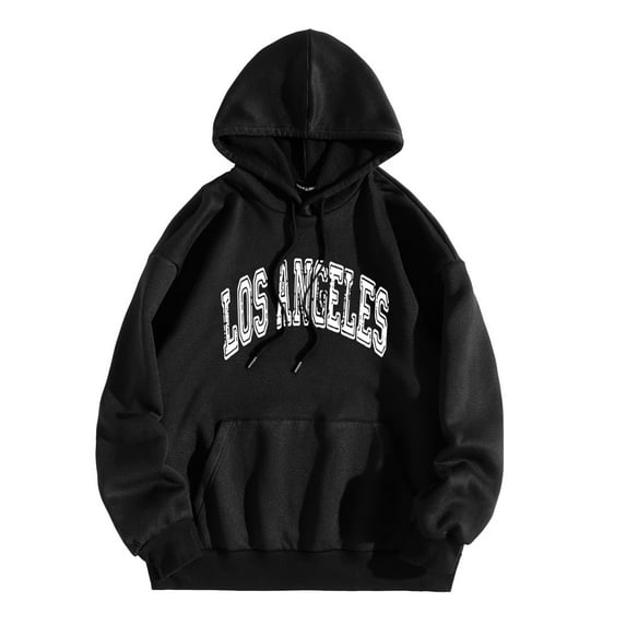 Hessimy Mens Hoodies Pullover Oversized Hoodie Wash Plush Cotton Hooded Sweatshirt Vintage Hoodie Men Streetwear(Black,XXL)