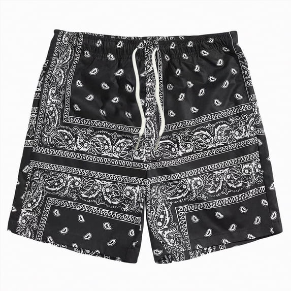 Hessimy Mens Linen Cargo Shorts Casual Drawstring Shorts Relaxed Fit Summer Beach for Men(Black,L)