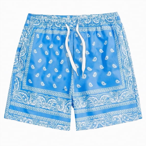 Hessimy Mens Linen Cargo Shorts Casual Drawstring Shorts Relaxed Fit Summer Beach for Men(Light Blue,S)