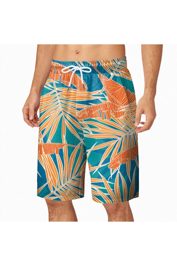 Mens Swim Trunks Quick Dry Board Shorts,Breathable Surf Beach Shorts Swimwear Bathing Suits,Surf Style(Orange,XXXL)