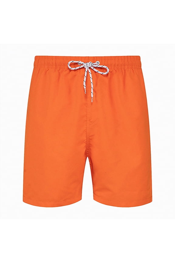 Mens Swim Trunks Quick Dry Stretch Swim Shorts Bathing Suits Swimwear Beach Shorts with Pockets,Stretch Elastic(Orange,L)