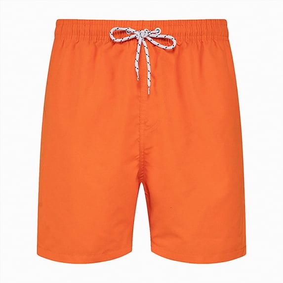 Hessimy Mens Swim Trunks Quick Dry Stretch Swim Shorts Bathing Suits Swimwear Beach Shorts with Pockets,Stretch Elastic(Orange,L)
