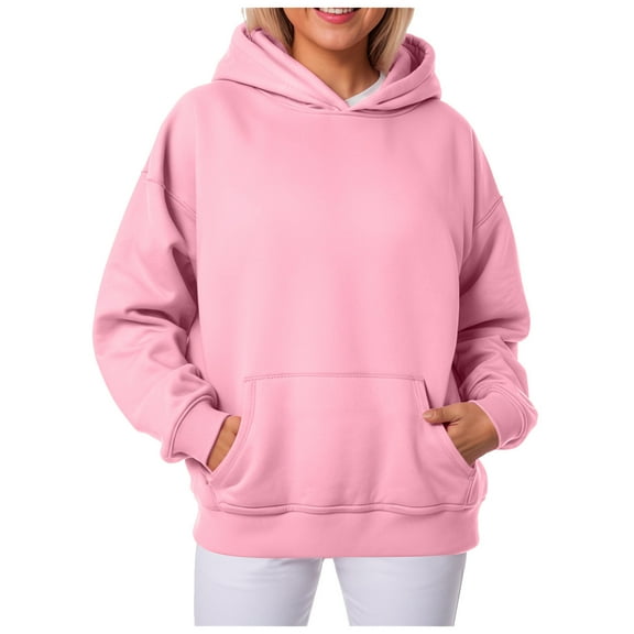 Hessimy Mockneck Sweatshirt-Plain Loose Fit Crewneck Sweatshirts Casual Long Sleeve Fall Hoodies Sweaters Tunic Women Blouses Womens Short Hoodie (Pink,XXXL)
