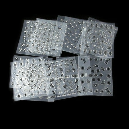 Hessimy Nail Art Stickers 50pcs Flower 3D Nail Art Stickers Decals Manicure Gold/Silver Decoration Tips
