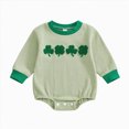 thumbnail image 1 of Hessimy Newborn Baby Boy Summer Outfit Bow Smocked Bubble Romper Doll Collar Plaid Bodysuit Fly Sleeve Jumpsuit Clothes,Trendy(Light Green,12-18 Months), 1 of 6
