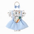 thumbnail image 1 of Hessimy Newborn Baby Girl Clothes Bow Embroidery Romper Sleeveless Knit Romper Jumpsuit Sweater Bodysuit One-Piece Outfit(Sky Blue, 1 of 9