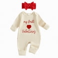 thumbnail image 1 of Hessimy Newborn Baby Girl Fall Outfits Long Sleeve Romper Onesie Bodysuit Infant Bow Clothes(Beige, 1 of 8