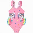 thumbnail image 1 of Hessimy Newborn Girl Swimsuit Toddler One Piece Bathing Suit Infant Beach Swimwear（Pink，5-6 Years）, 1 of 6