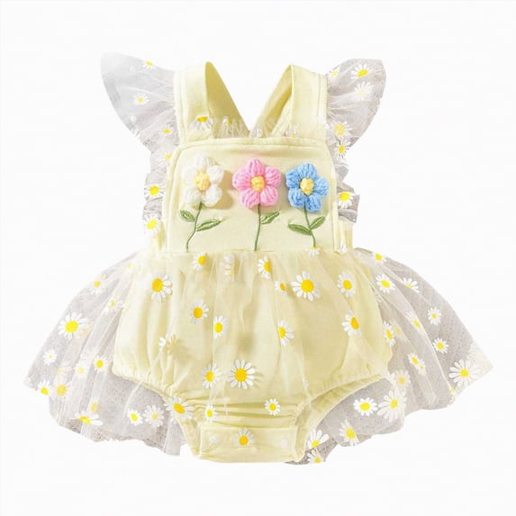 Hessimy Newborn Infant Baby Girl Solid Ruffle Romper Bodysuit Jumpsuit Casual Clothes One Piece Outfit(Yellow