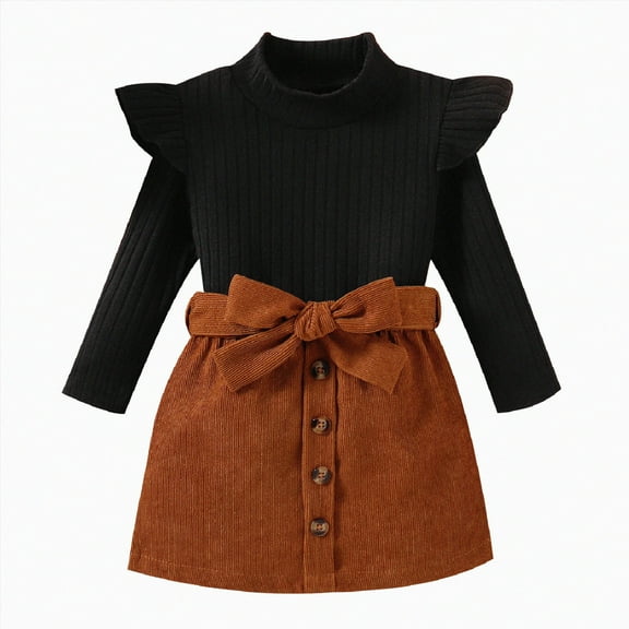 Hessimy Baby Girls Clothes Ribbed Romper Bodysuit Pants Set Fall Winter Outfits baby girl essentials (Black,9-12 Months)