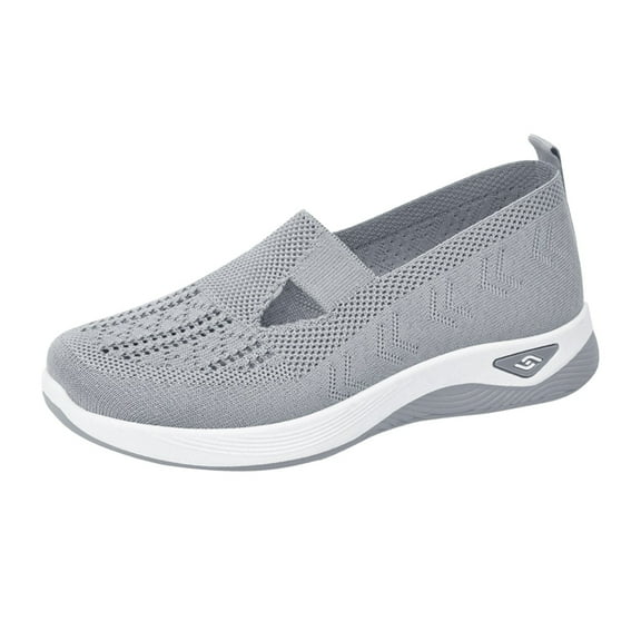 Hessimy Orthopedic Shoes for Women, 2024 New Women's Woven Breathable Soft Sole Shoes(Grey,6)