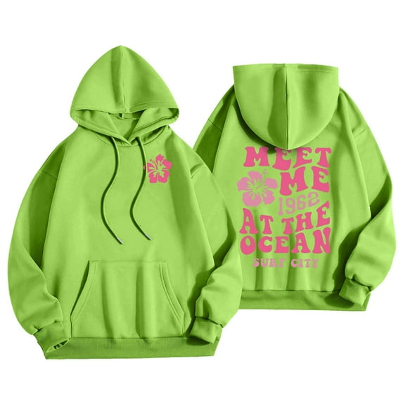 Hessimy Oversized Hoodies for Women 2024 Fall Clothes Teen Girls Preppy Graphic Sweatshirts Cute Letter Printed Pullover Top(Z04-Green,XXL)