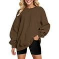 thumbnail image 1 of Hessimy Oversized Sweatshirt for Women Crew Neck Fleece Sweatshirt Casual Long Sleeve Pullover Tops Trendy Clothes(Coffee,S), 1 of 4