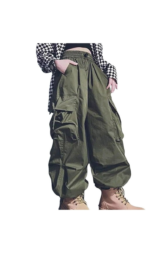 Parachute Pants for Girls Cargo Trousers with Pockets Harajuku Jogger Pants Kids(AG,9-10 Years)