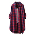 thumbnail image 1 of Hessimy Plaid Flannel Shirt Women Long Sleeve Roll Up Button Down Buffalo Shirts(Z06-Red,S）, 1 of 3