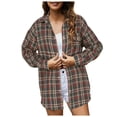 thumbnail image 1 of Hessimy Plaid Flannel Shirts for Women Plaid Shirts Oversized Long Sleeve Casual Button Down Blouse Top(Brick Red,L), 1 of 8
