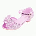 thumbnail image 1 of Hessimy Princess Shoes Girls Heels Princess Dress up Shoes Little Girl Dress Shoes Cinderella Shoes for Girls with Diamond Shiny Sandals Princess Shoe sandals school (Purple,1.5), 1 of 5