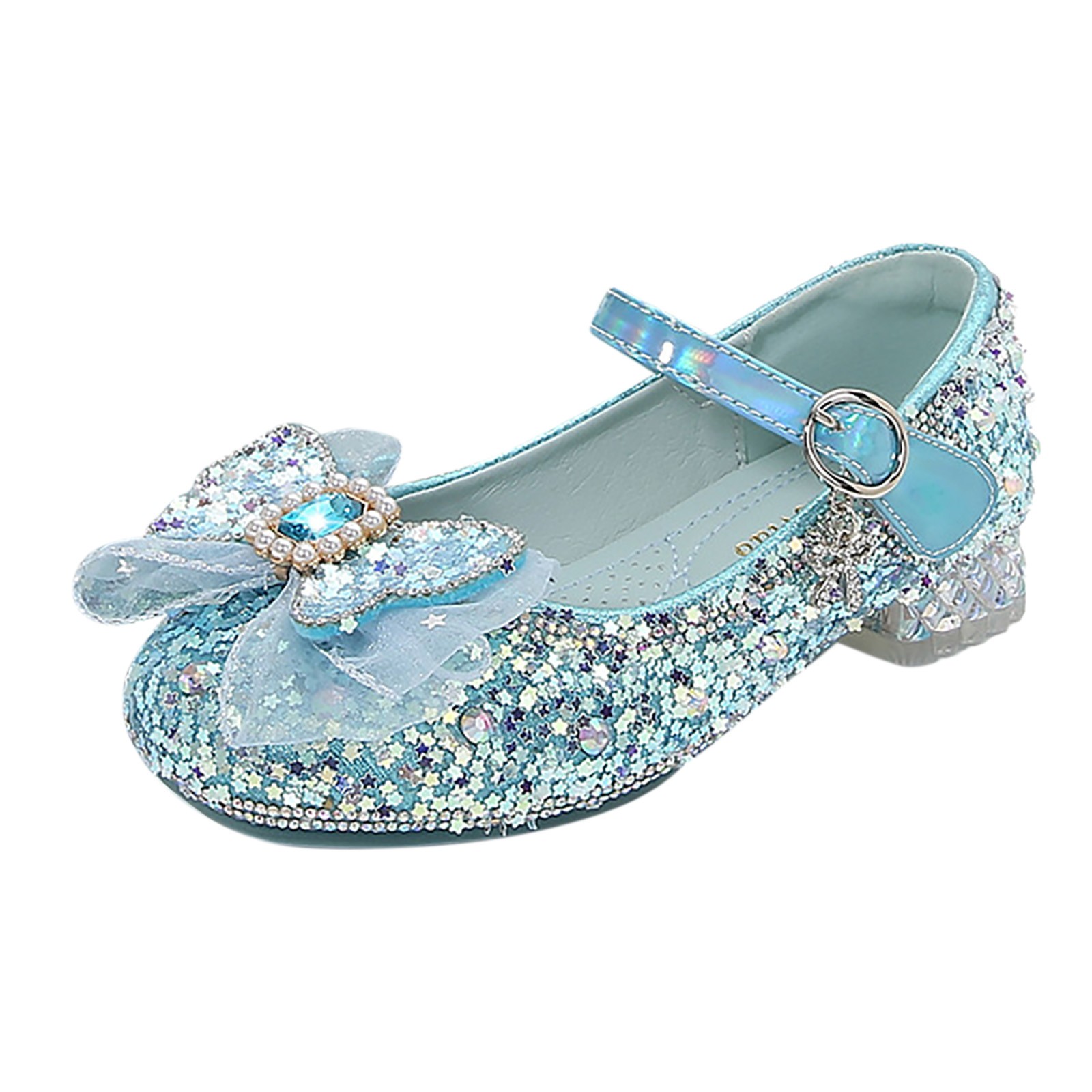 Hessimy Princess Shoes Girls Heels Princess Dress up Shoes Little Girl Dress Shoes Blue 29