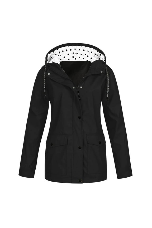 Rain Jackets For Women Waterproof With Hood Lightweight Casual Travel Hiking Coats with Pockets(Black,S)